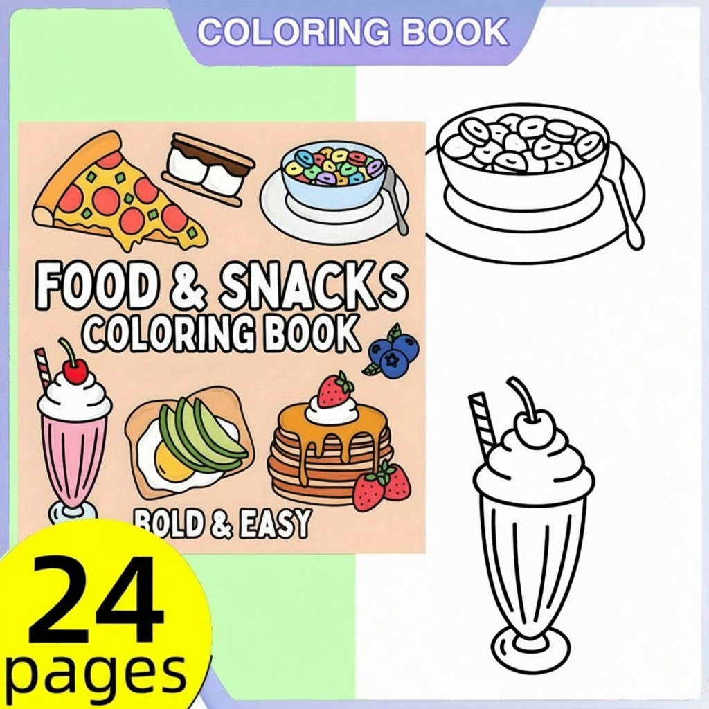 Новая книжка-раскраска на тему – обзор и цена Food And Snacks Coloring Book