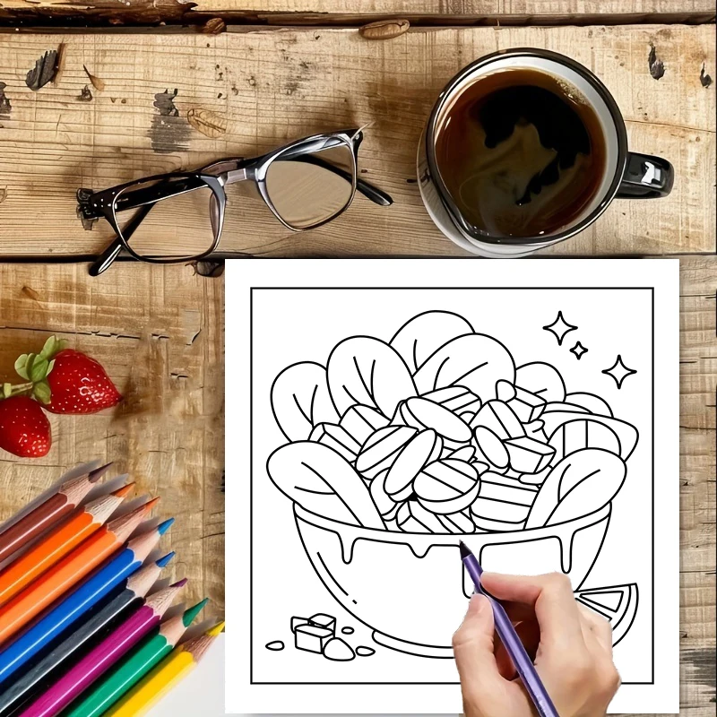 Книга-раскраска для взрослых с – обзор и цена Food And Snacks Coloring Book