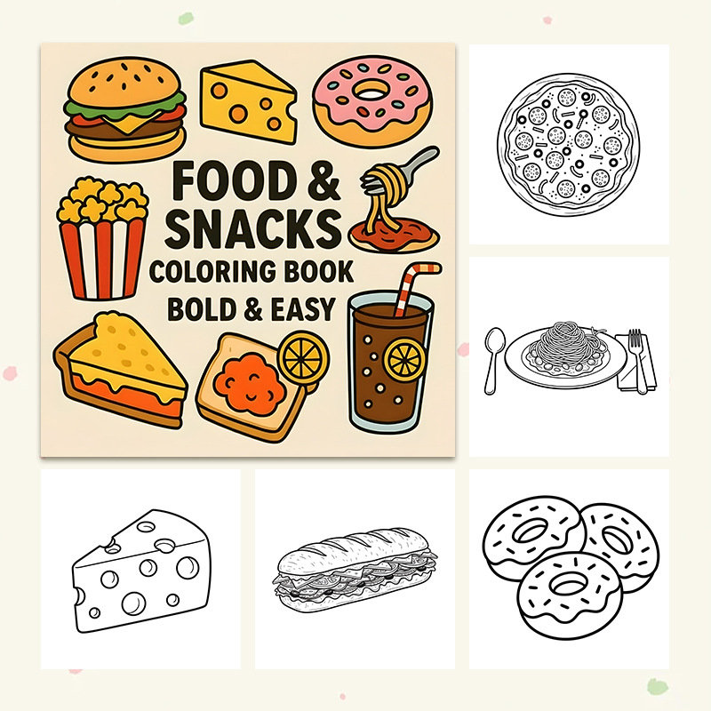 Толстая книжка-раскраска на те – обзор и цена Food And Snacks Coloring Book