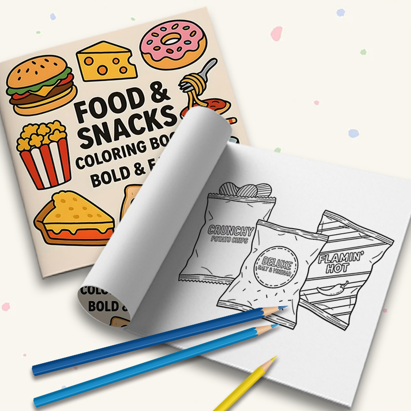 Толстая книжка-раскраска на те – обзор и цена Food And Snacks Coloring Book